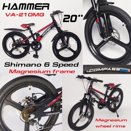 Гірський велосипед HAMMER VA210 MG чорно-червоний колеса 20'' магнієві диски