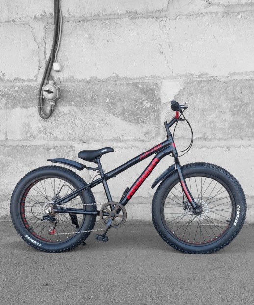 Гірський велосипед Hammer JUPITER FATBIKE чорно-червоний колеса 24''
