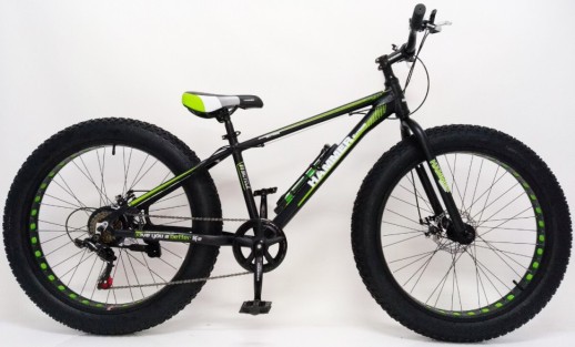 Гірський велосипед S800 HAMMER EXTRIME чорно-зелений колеса 26’’х4,0 алюмінієва рама 17’’