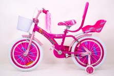 Розовый Велосипед для девочки от 7 лет "BARBIE-18" Барби с Багажником для кукол и страховочными колесами