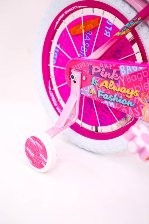 Розовый Велосипед для девочки от 7 лет  "BARBIE-18" Барби с Багажником для кукол и страховочными колесами