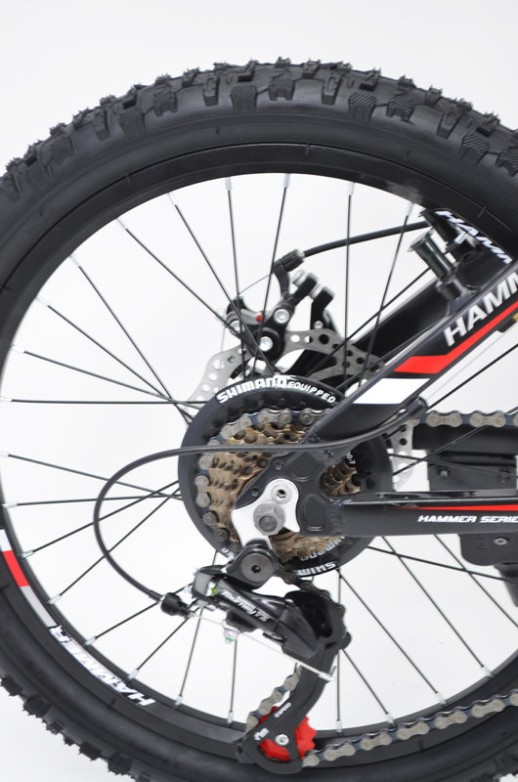 Гірський велосипед S200 HAMMER чорно-червоний колеса 20''х2,25, рама 12''
