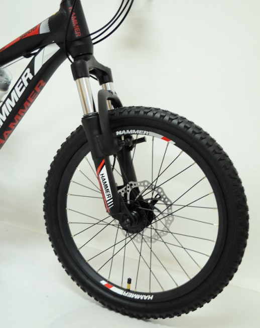 Гірський велосипед S200 HAMMER чорно-червоний колеса 20''х2,25, рама 12''