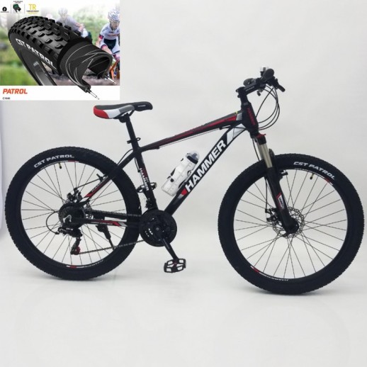 Гірський велосипед S200 HAMMER чорно-червоний колеса 26’’х2,25 рама 17’’